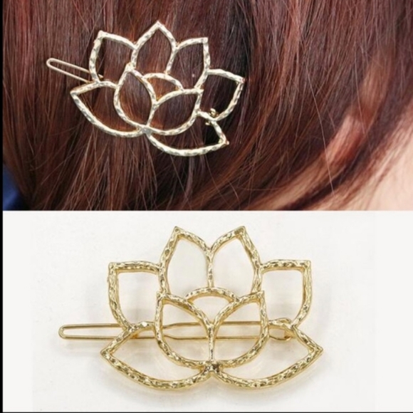 Nwt! Sacred Lotus Gold Hair Clip + Gift ! - Picture 2 of 7